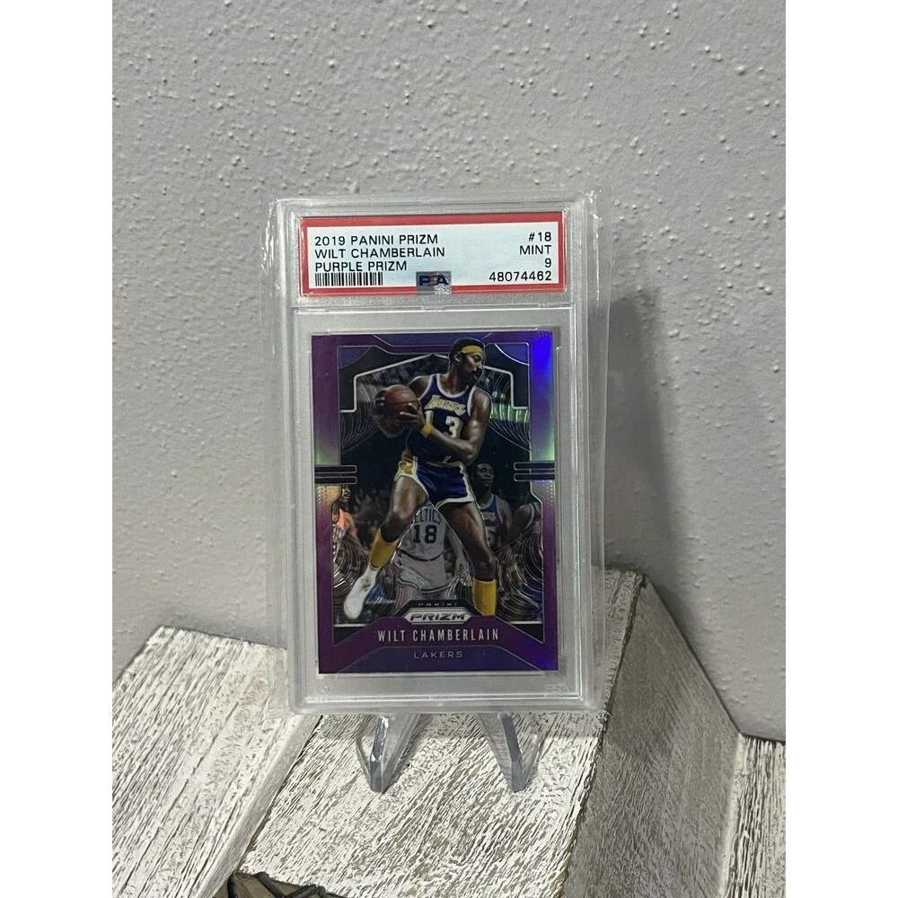 2019 Panini Prizm Wilt Chamberlain #18 Purple Prizm Parallel PSA 9 MINT Lakers